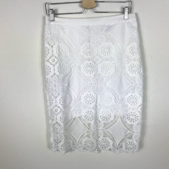 Endless Rose White Lace Pencil Skirt NWOT Large - Picture 1 of 5